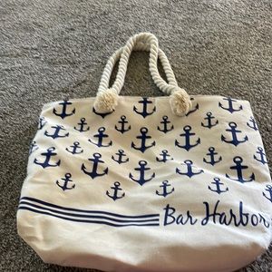 Bar harbor anchor zip top tote bag